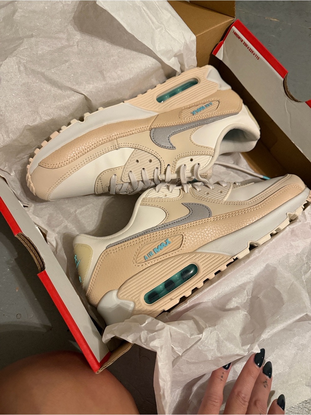 Nike Women’s Sneakers in Beige, White & Teal Accents